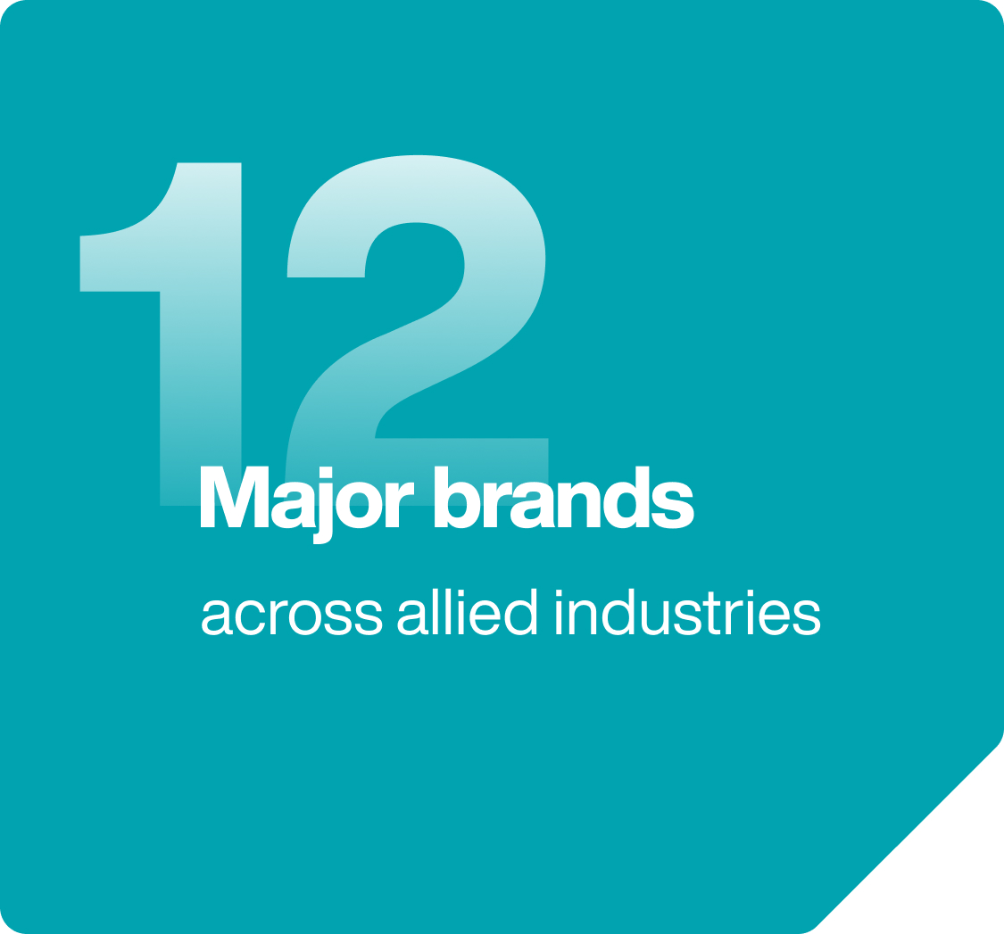 12 Major brands - across allied industries.