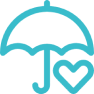 Small heart under umbrella icon